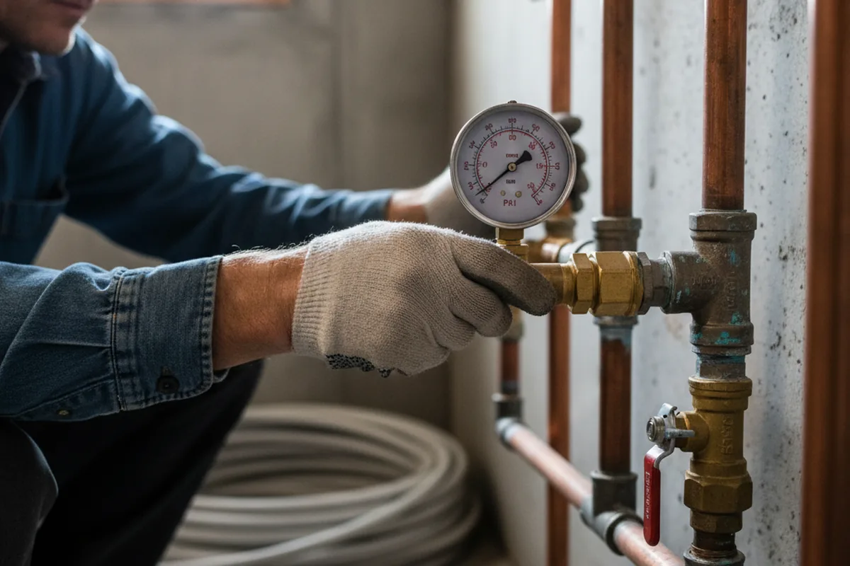 Pressure testing a repaired line during Water Line Repair in Lewiston